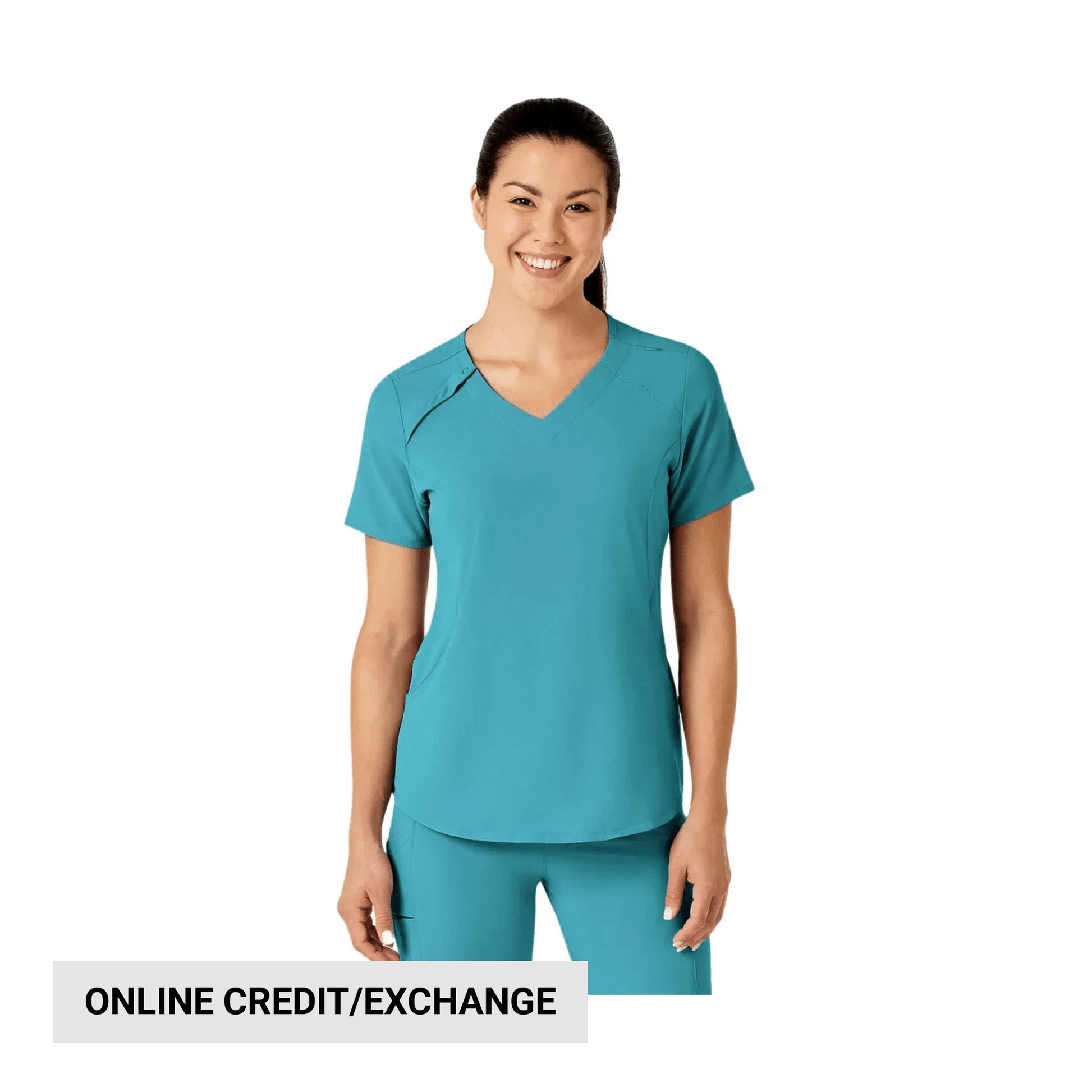 Wink Women's Renew Zip Accent Scrub Top - Teal Blue by Lenny's Shoe & Apparel