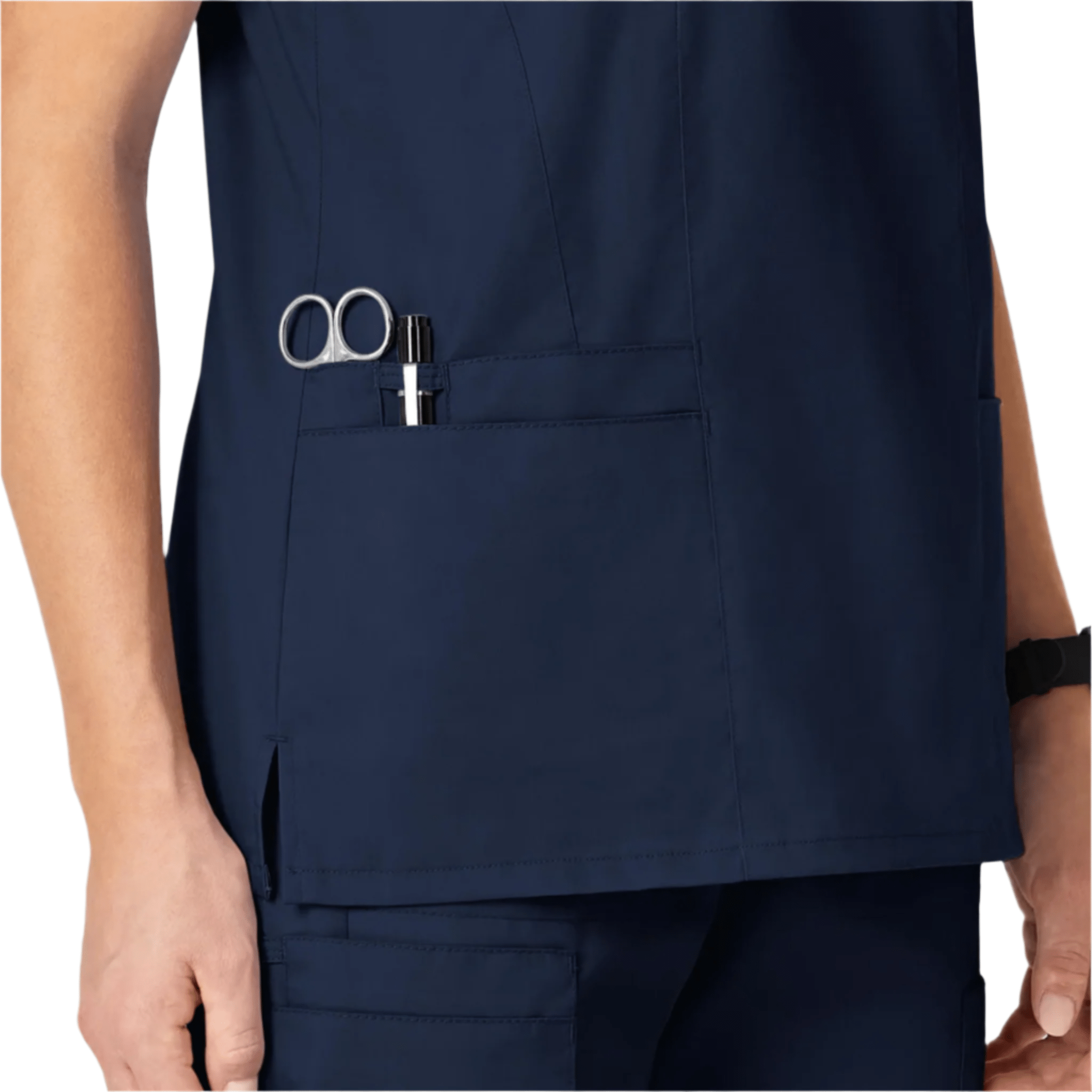 Wink Women's Shaped V Neck Scrub Top - Navy Blue by Lenny's Shoe & Apparel