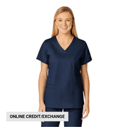 Wink Women's Shaped V Neck Scrub Top - Navy Blue by Lenny's Shoe & Apparel