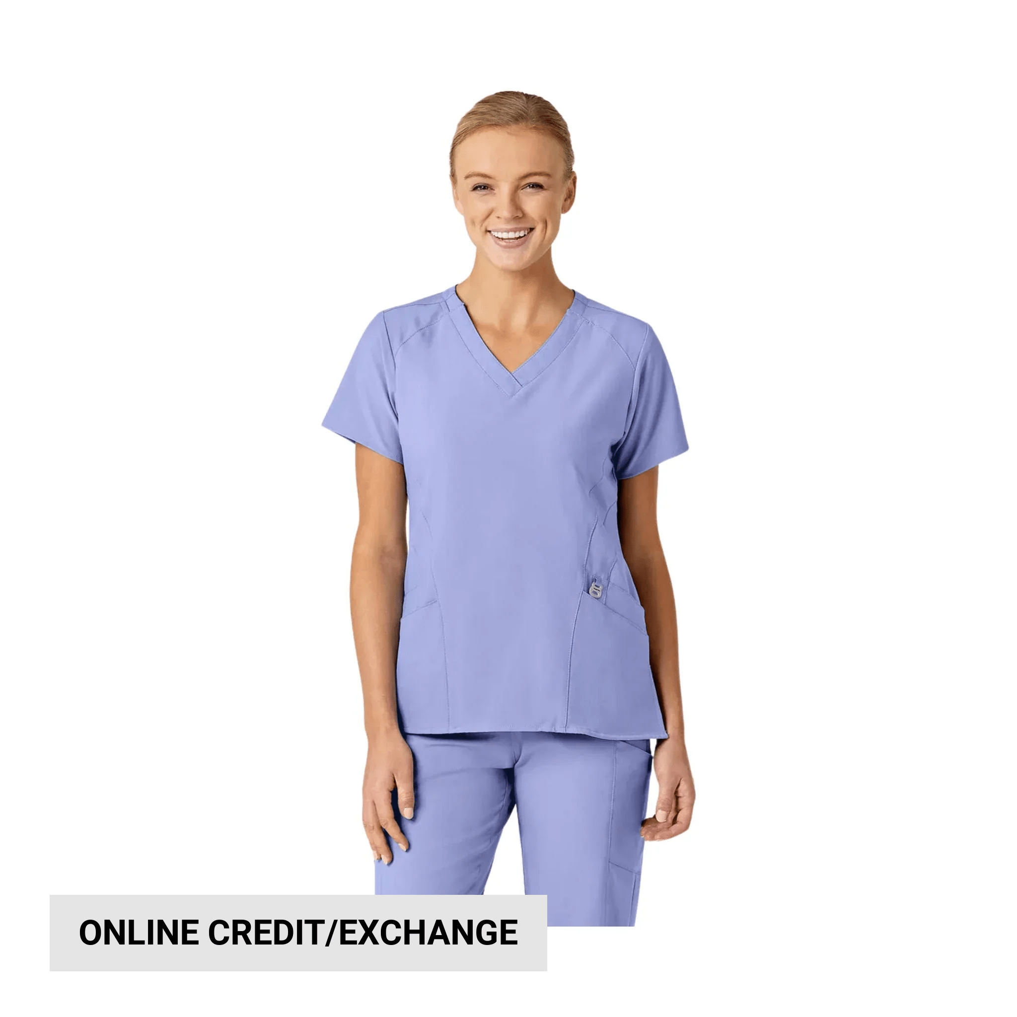 Wink Women's Stylized V-Neck Scrub Top - Ceil Blue by Lenny's Shoe & Apparel
