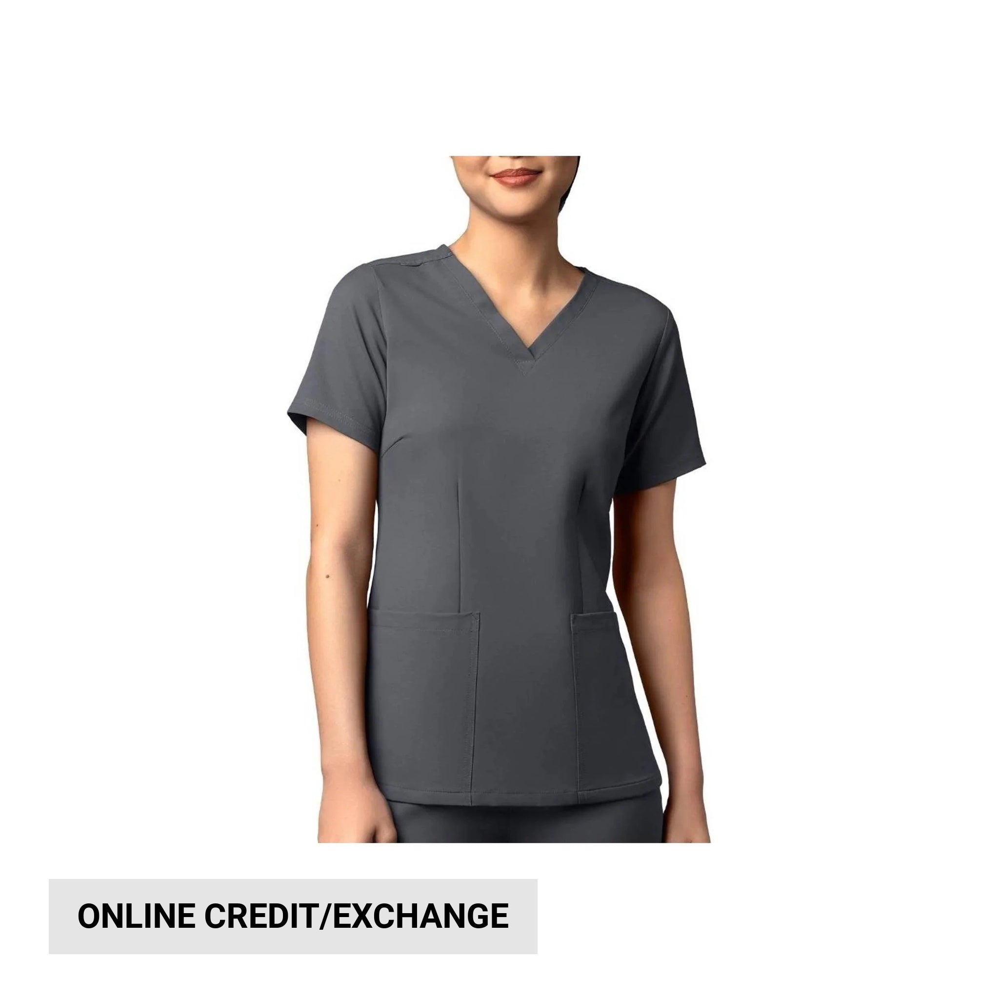 Wink Women's Thrive Fitted 3 Pocket V Neck Scrub Top - Pewter by Lenny's Shoe & Apparel