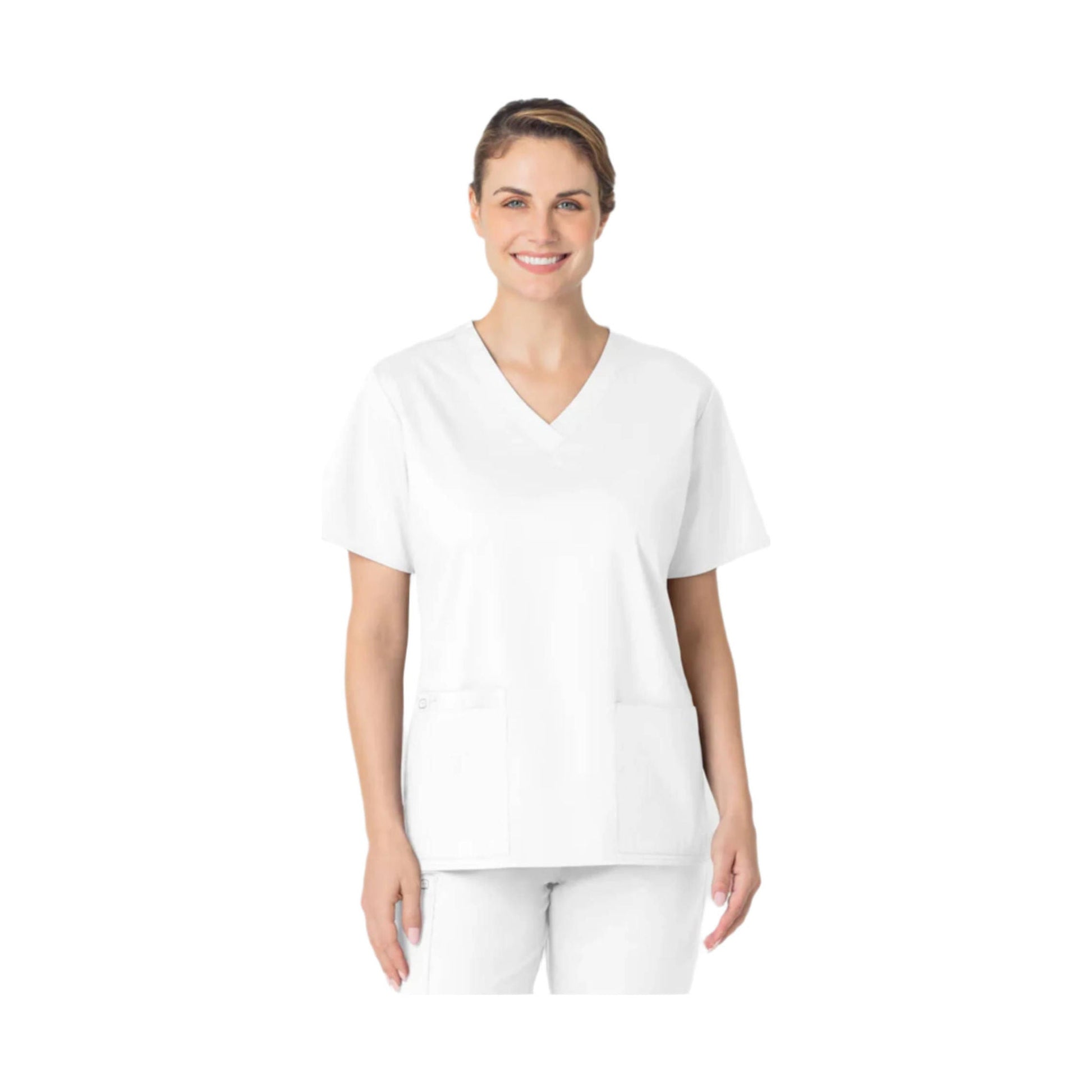Wink Women's V Neck Scrub Top - White by Lenny's Shoe & Apparel