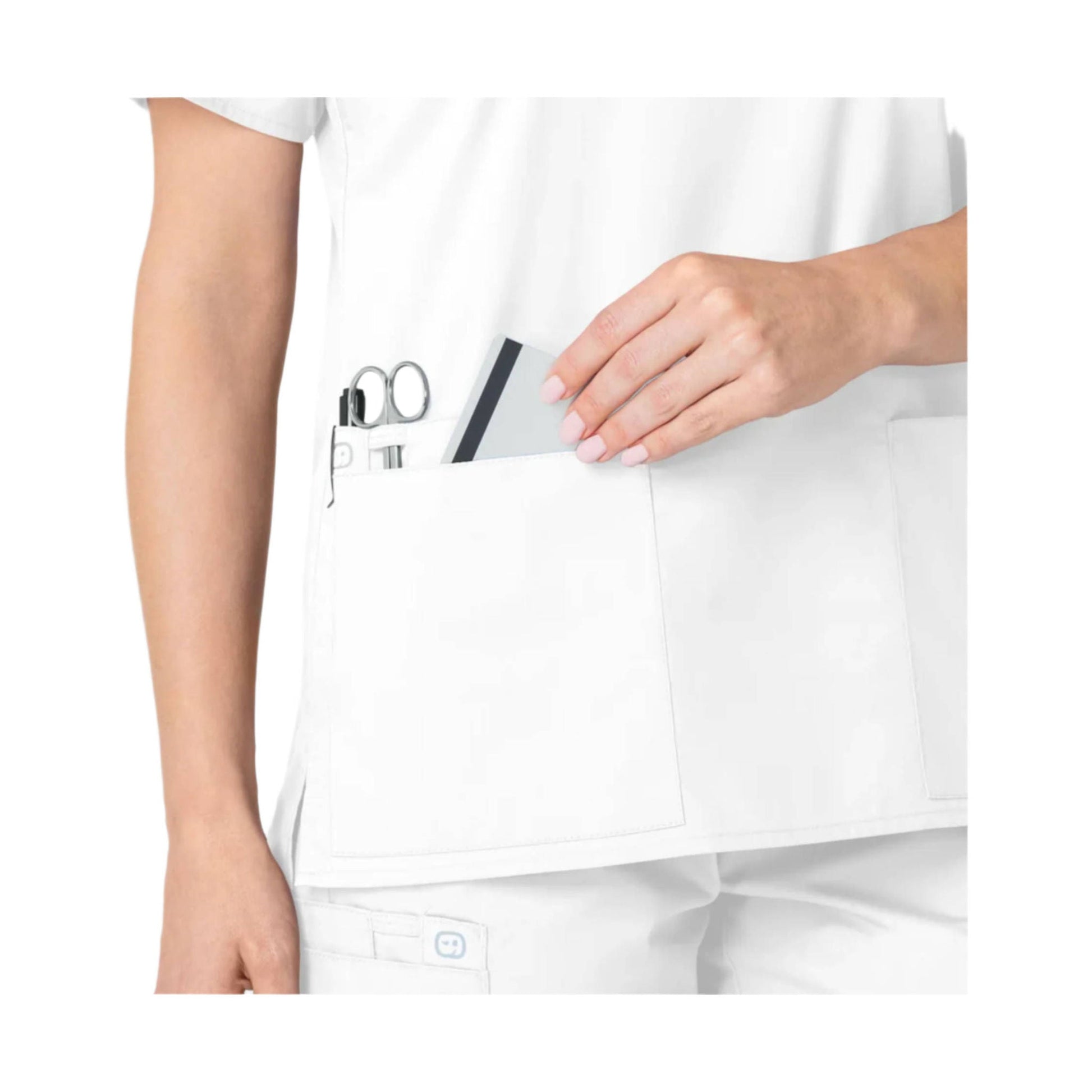 Wink Women's V Neck Scrub Top - White by Lenny's Shoe & Apparel