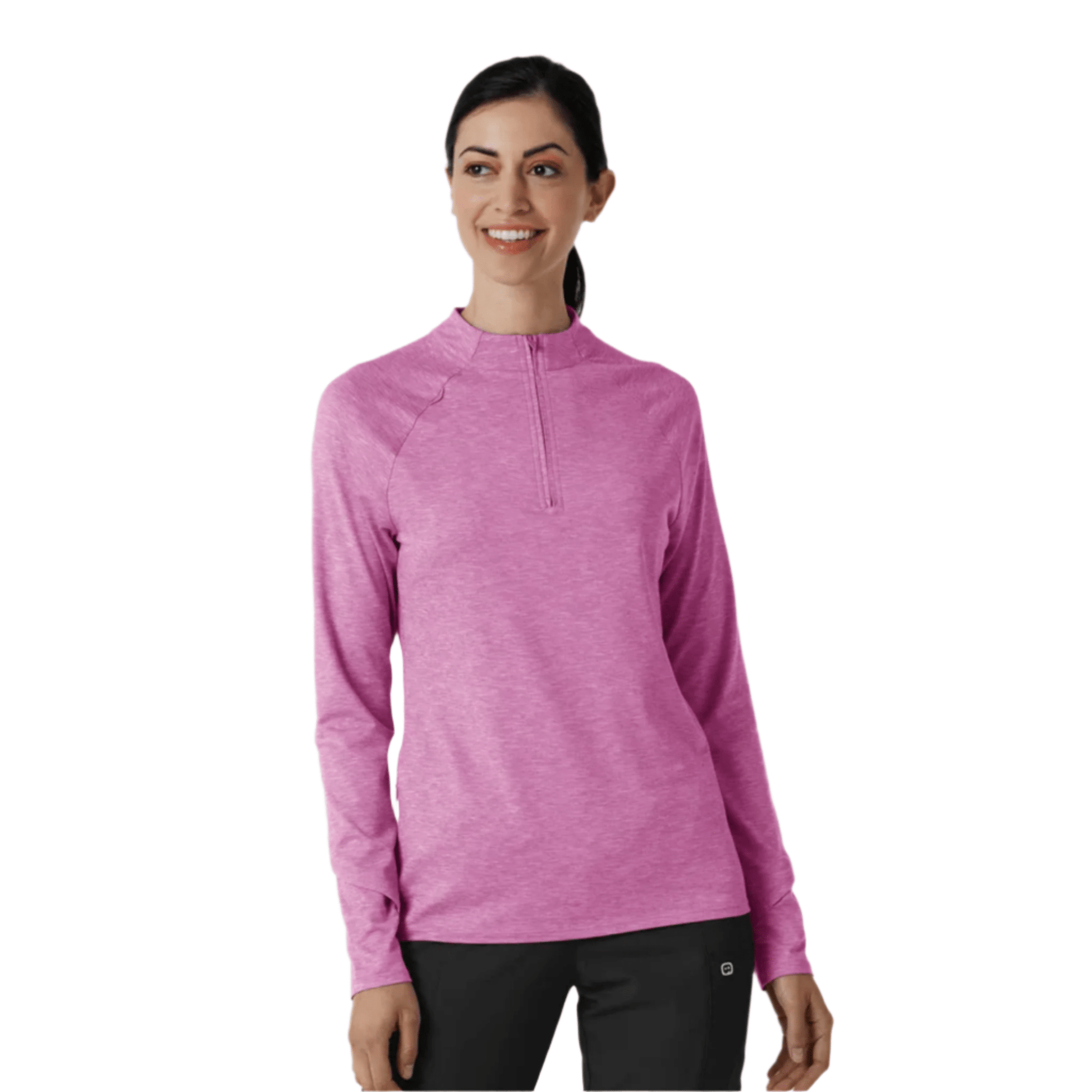 Wink Women's Watch Window Quarter Zip Top - Raspberry Heather by Lenny's Shoe & Apparel