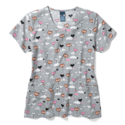 Wink Zoe Chole Women's Performance V Neck Print Scrub Top - Beary Sweet by Lenny's Shoe & Apparel