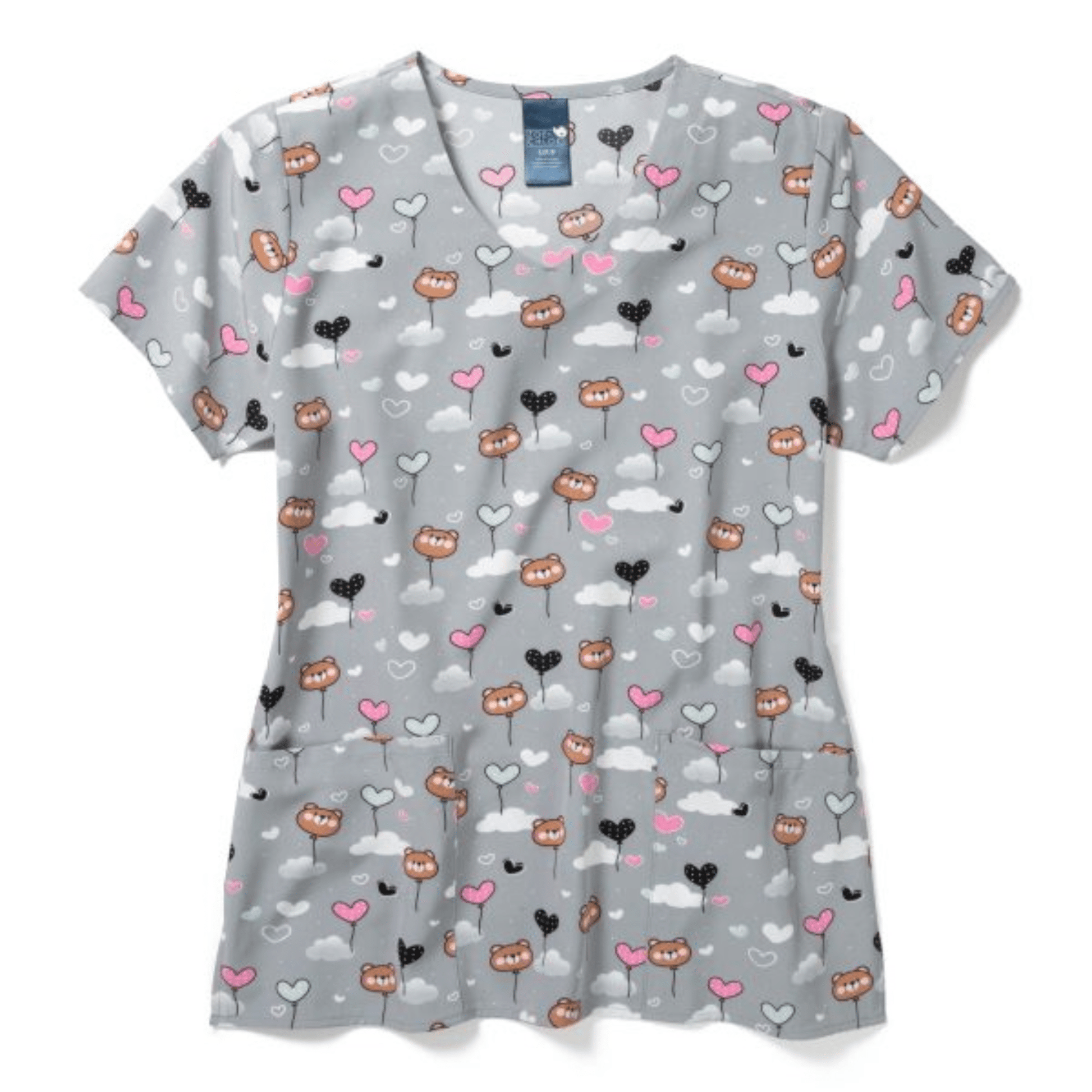 Wink Zoe Chole Women's Performance V Neck Print Scrub Top - Beary Sweet by Lenny's Shoe & Apparel