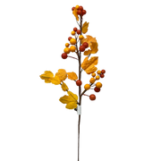 Two Tone Orange Cluster Spray  With Autumn Leaves 15 1/2 Inch