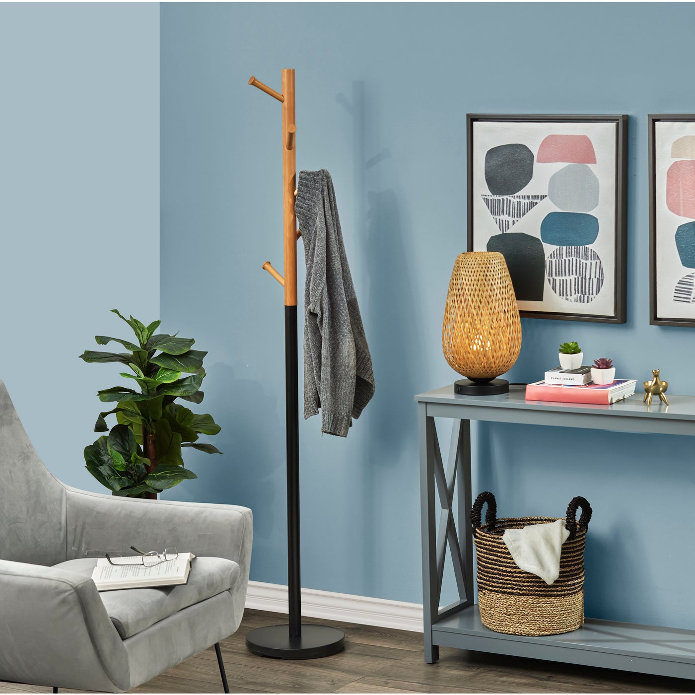 Coatrack Arbor Black & Natural by Homeportonline