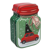 Jar Shaped Christmas Cookie Gift Tin -  On our way to Grandma's