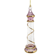 Glass Lighthouse Ornament With Gold Accent - Pink