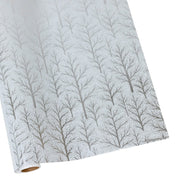 Winter Trees White & Silver Embossed Foil Gift Wrap - 30" x 6' Roll