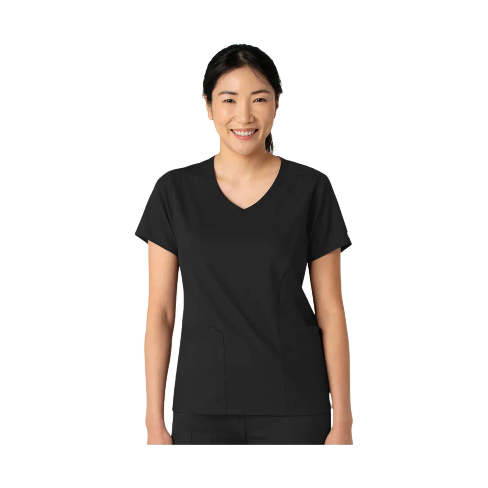 Wink Women's 2 Pocket V Neck Scrub Top - Black by Lenny's Shoe & Apparel