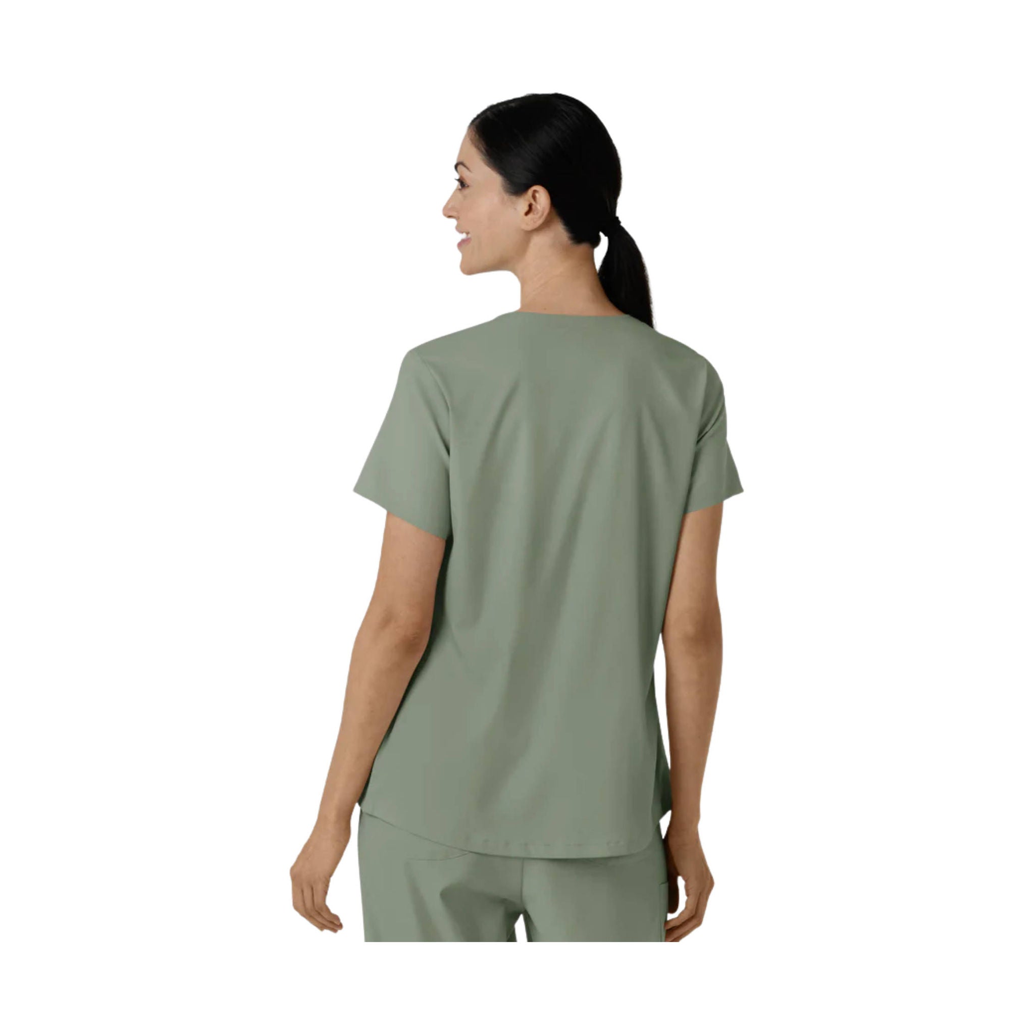 Wink Women's 2 Pocket V Neck Scrub Top - Sage Heather by Lenny's Shoe & Apparel