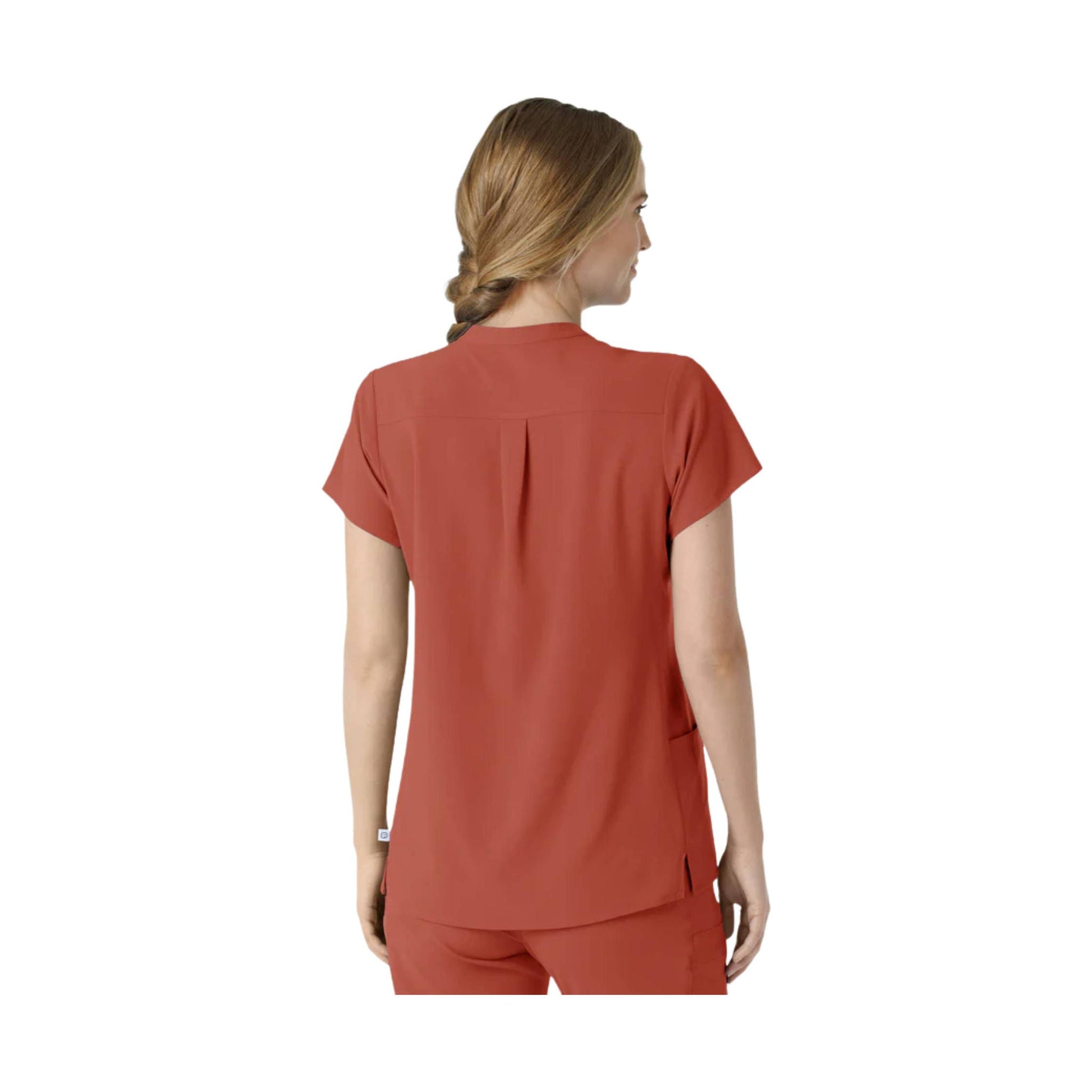 Wink Women's Mandarin Collar Scrub Top - Mineral Red by Lenny's Shoe & Apparel