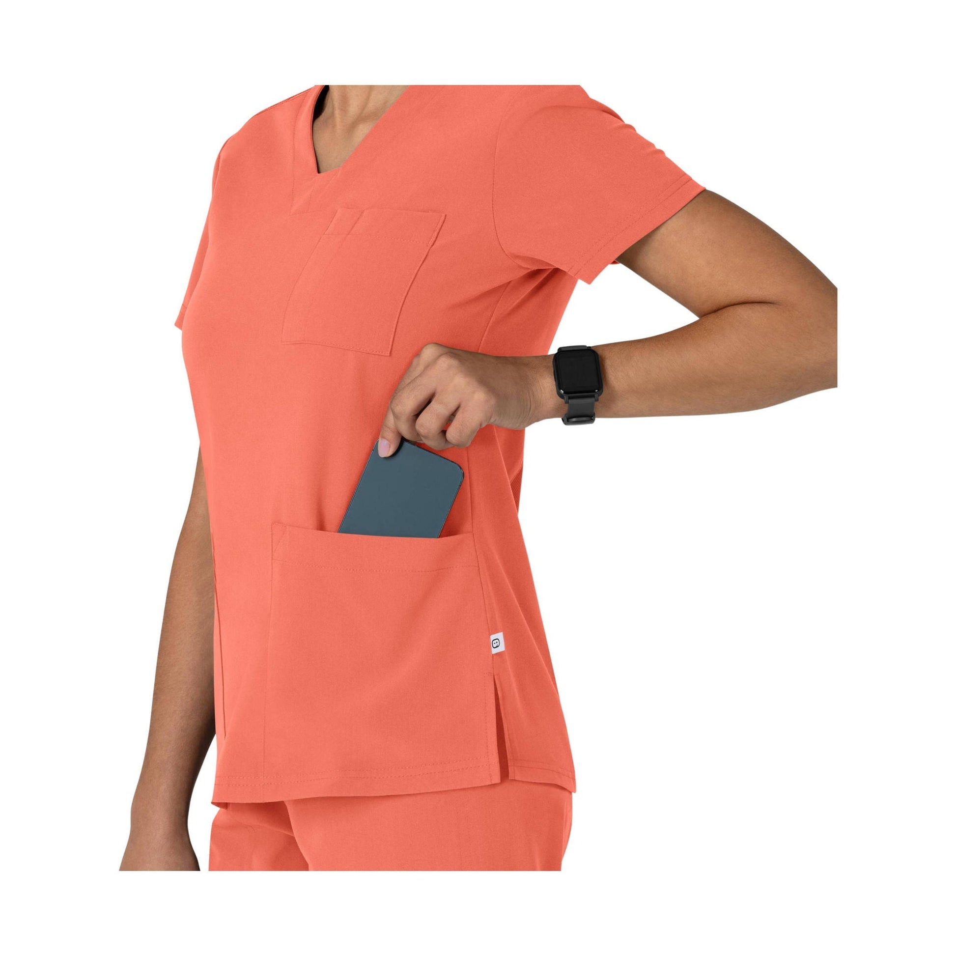 Wink Women's V Neck Flex Panel Scrub Top - Sugar Coral by Lenny's Shoe & Apparel