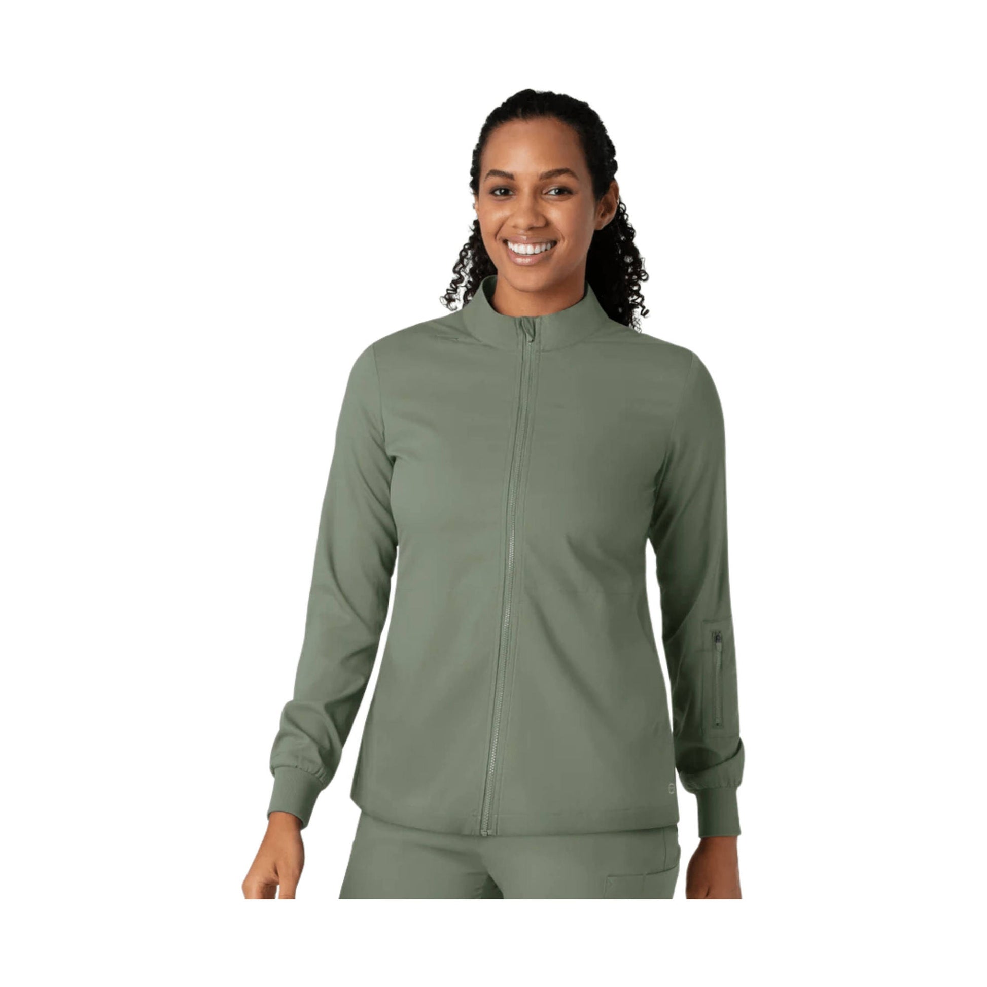 Wink Women's Warm Up Scrub Jacket - Sage Heather by Lenny's Shoe & Apparel