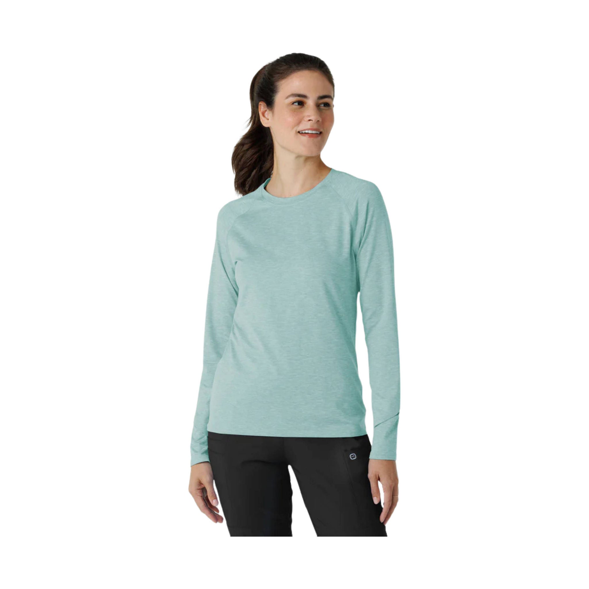 Wink Women's Watch Window Long Sleeve Underscrub Top - Sky Blue Heather by Lenny's Shoe & Apparel