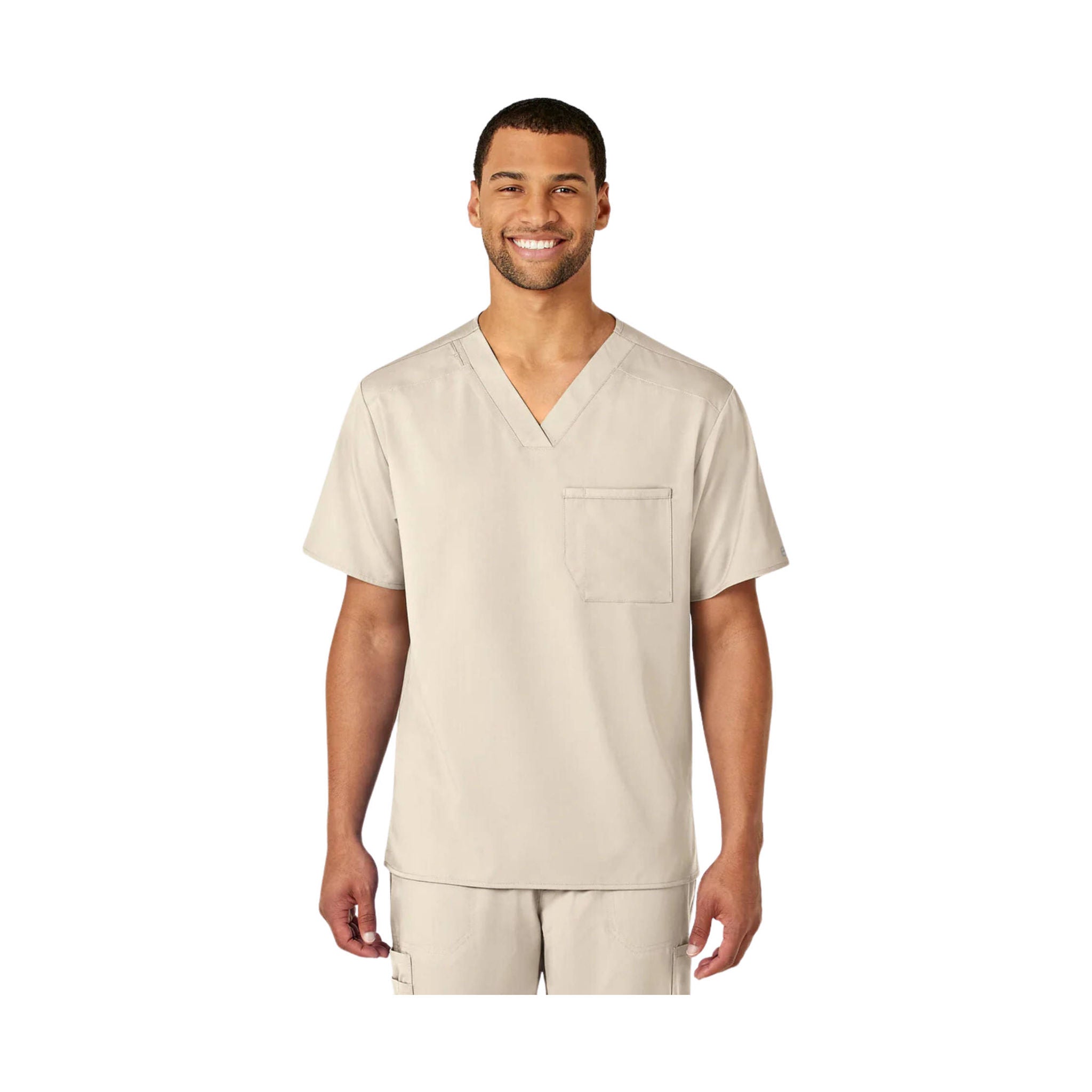 Wink Men's Pro V Neck Scrub Top - Khaki by Lenny's Shoe & Apparel