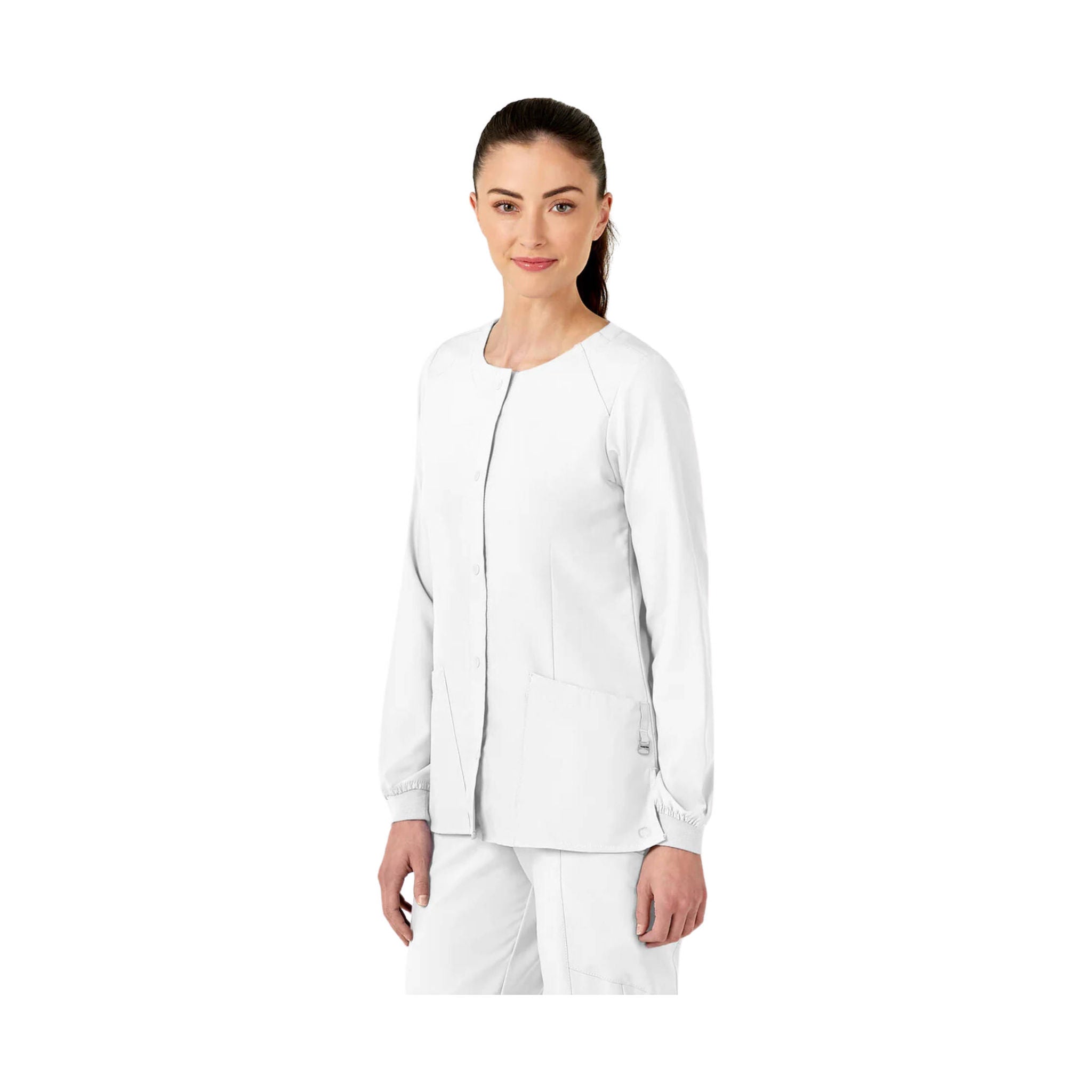 Wink Women's Crew Neck Warm Up Scrub Jacket - White by Lenny's Shoe & Apparel