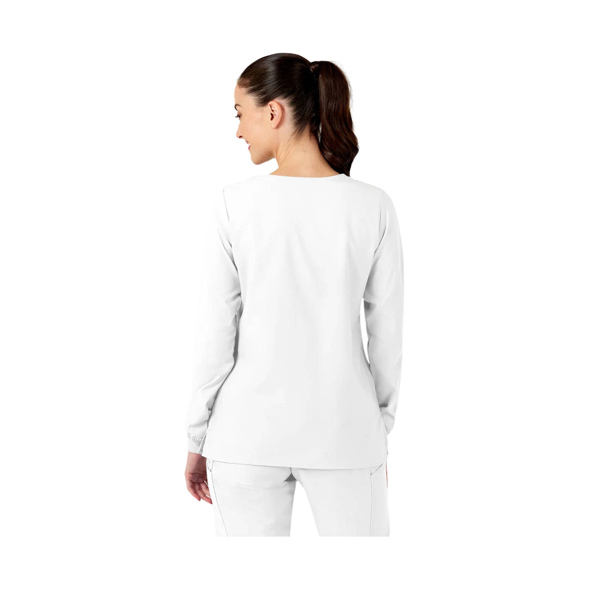 Wink Women's Crew Neck Warm Up Scrub Jacket - White by Lenny's Shoe & Apparel