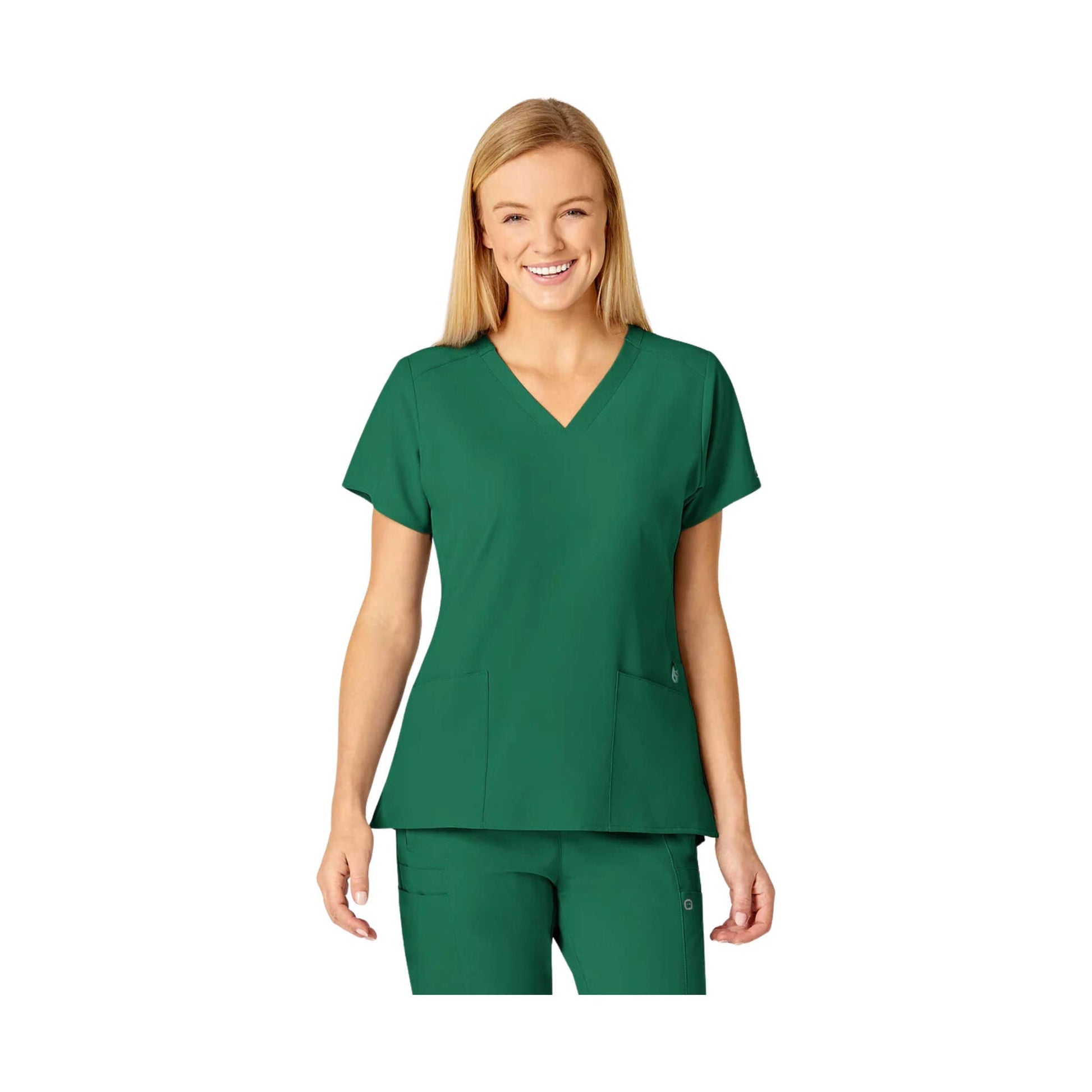 Wink Women's Flex Back Fashion V Neck Scrub Top - Hunter Green by Lenny's Shoe & Apparel