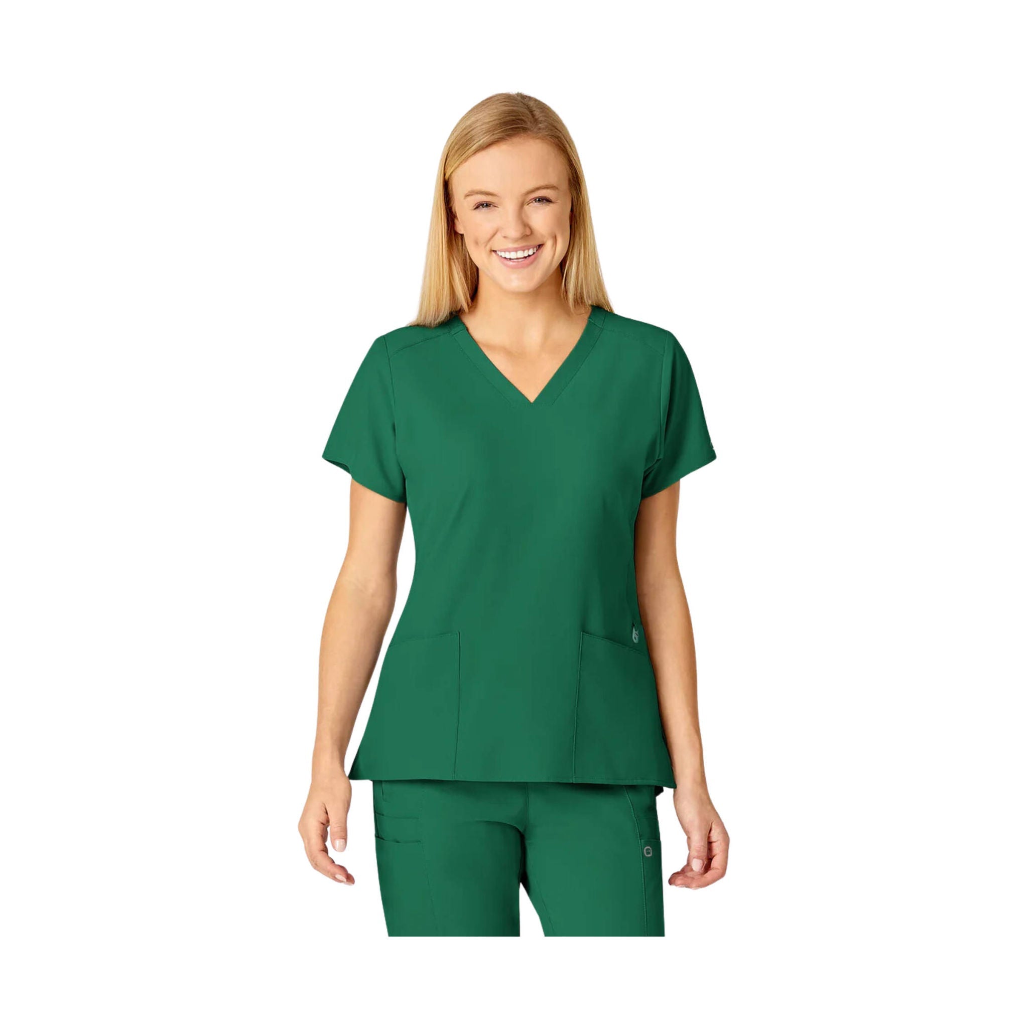Wink Women's Flex Back Fashion V Neck Scrub Top - Hunter Green by Lenny's Shoe & Apparel