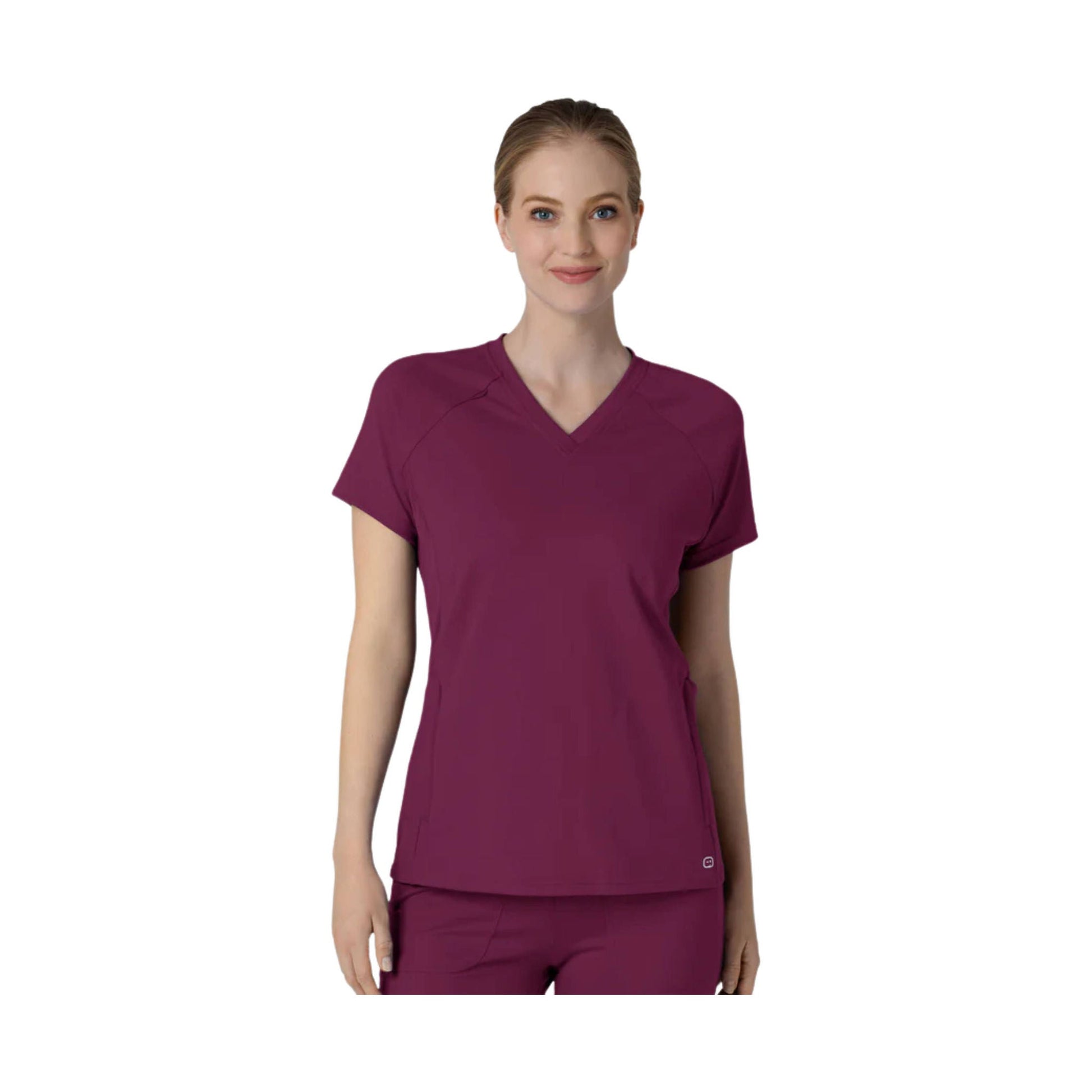 Wink Women's Flex n Reach V Neck Raglan Scrub Top - Wine by Lenny's Shoe & Apparel