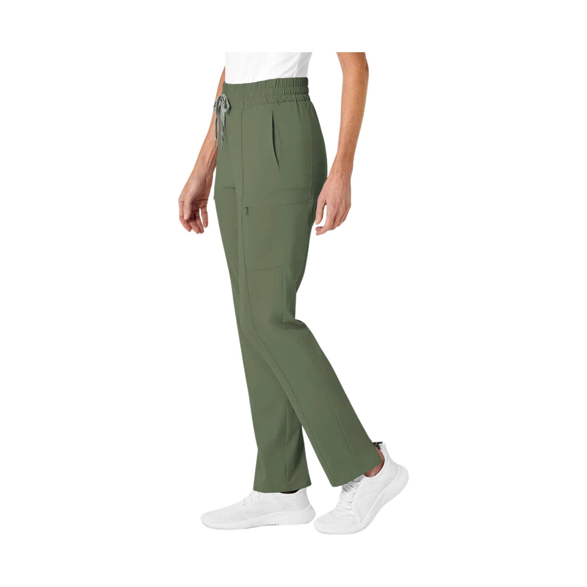 Wink Women's High Waist Slim Leg Scrub Pant - Olive by Lenny's Shoe & Apparel