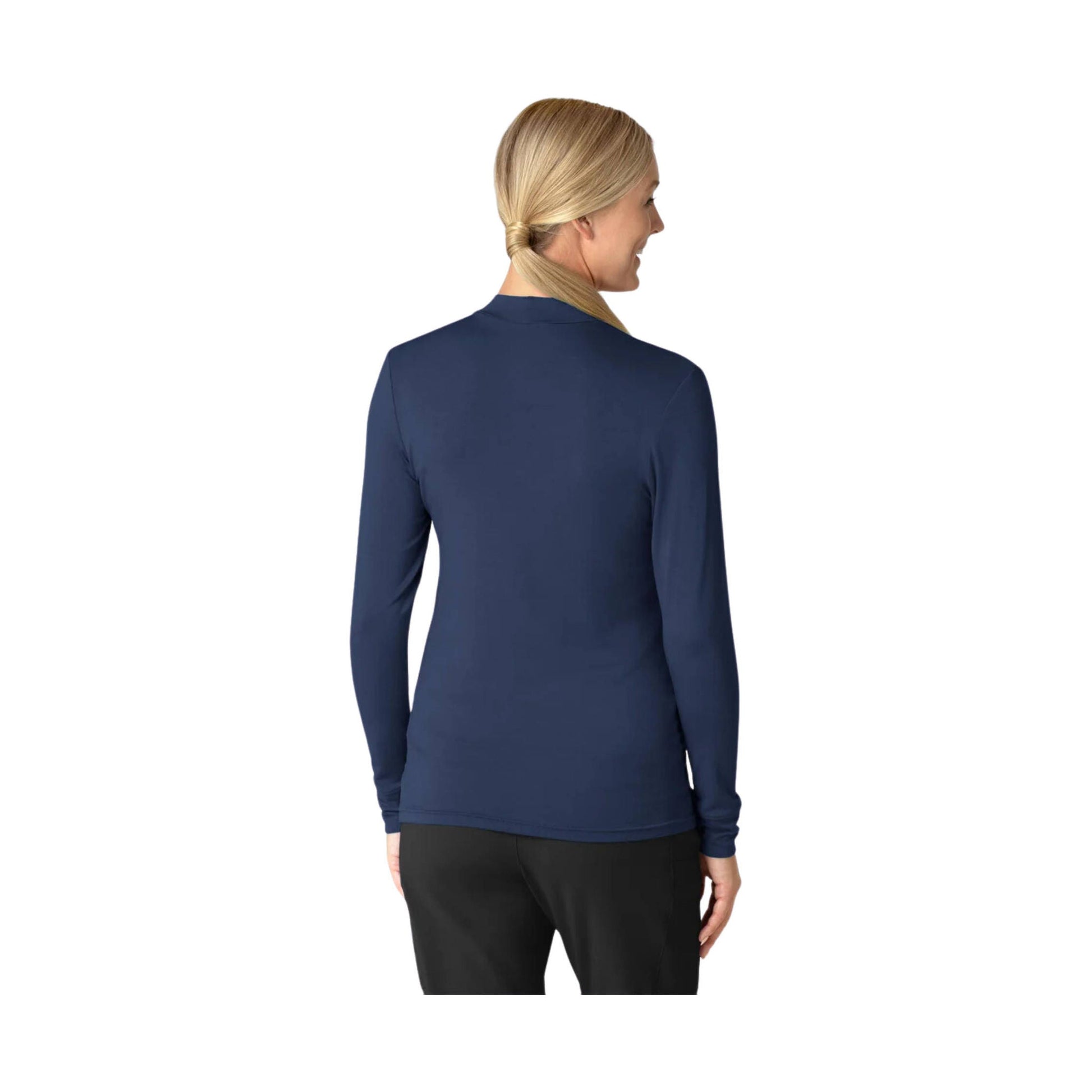 Wink Women's Long Sleeve Mock Neck Silky Tee - Navy by Lenny's Shoe & Apparel