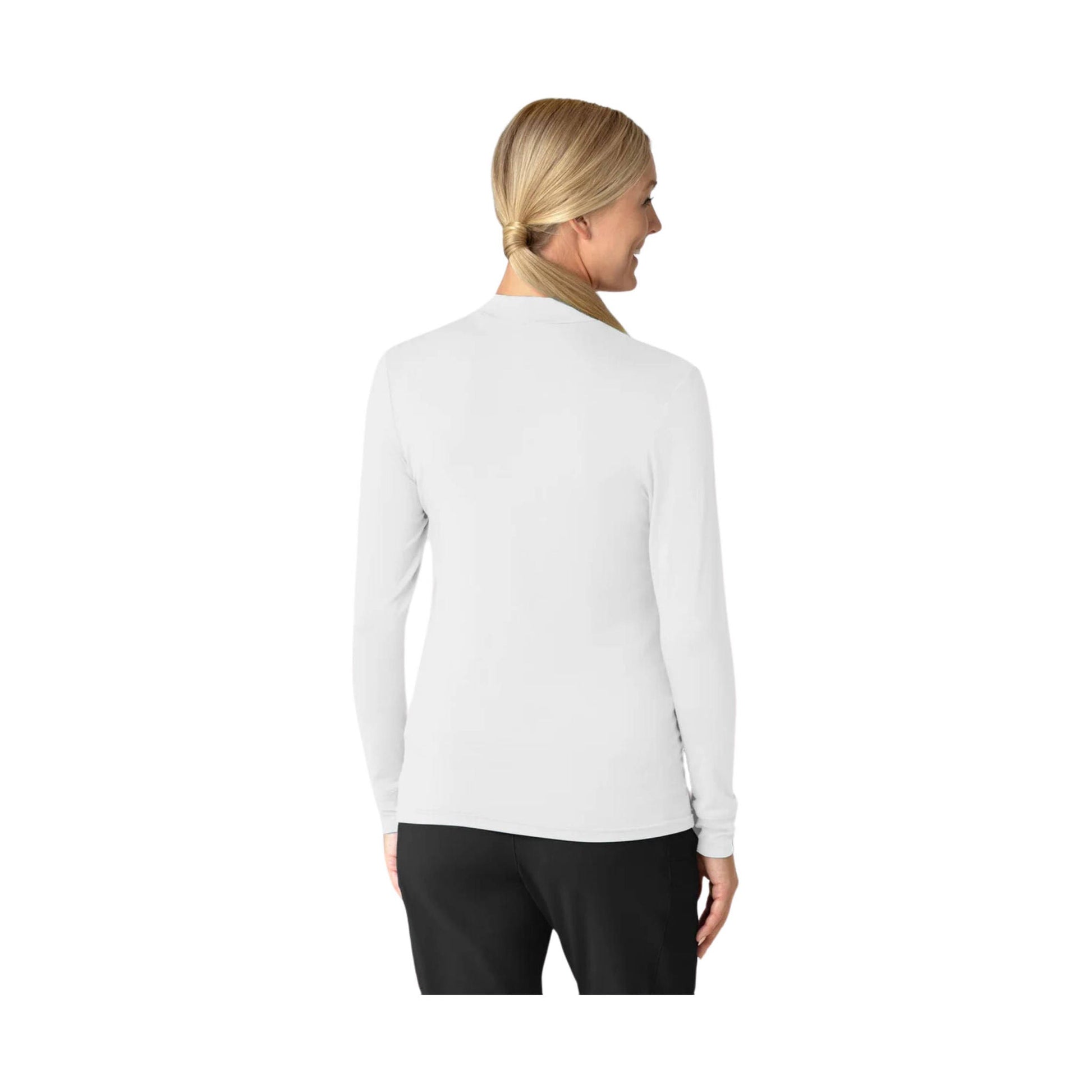 Wink Women's Long Sleeve Mock Neck Silky Tee - White by Lenny's Shoe & Apparel