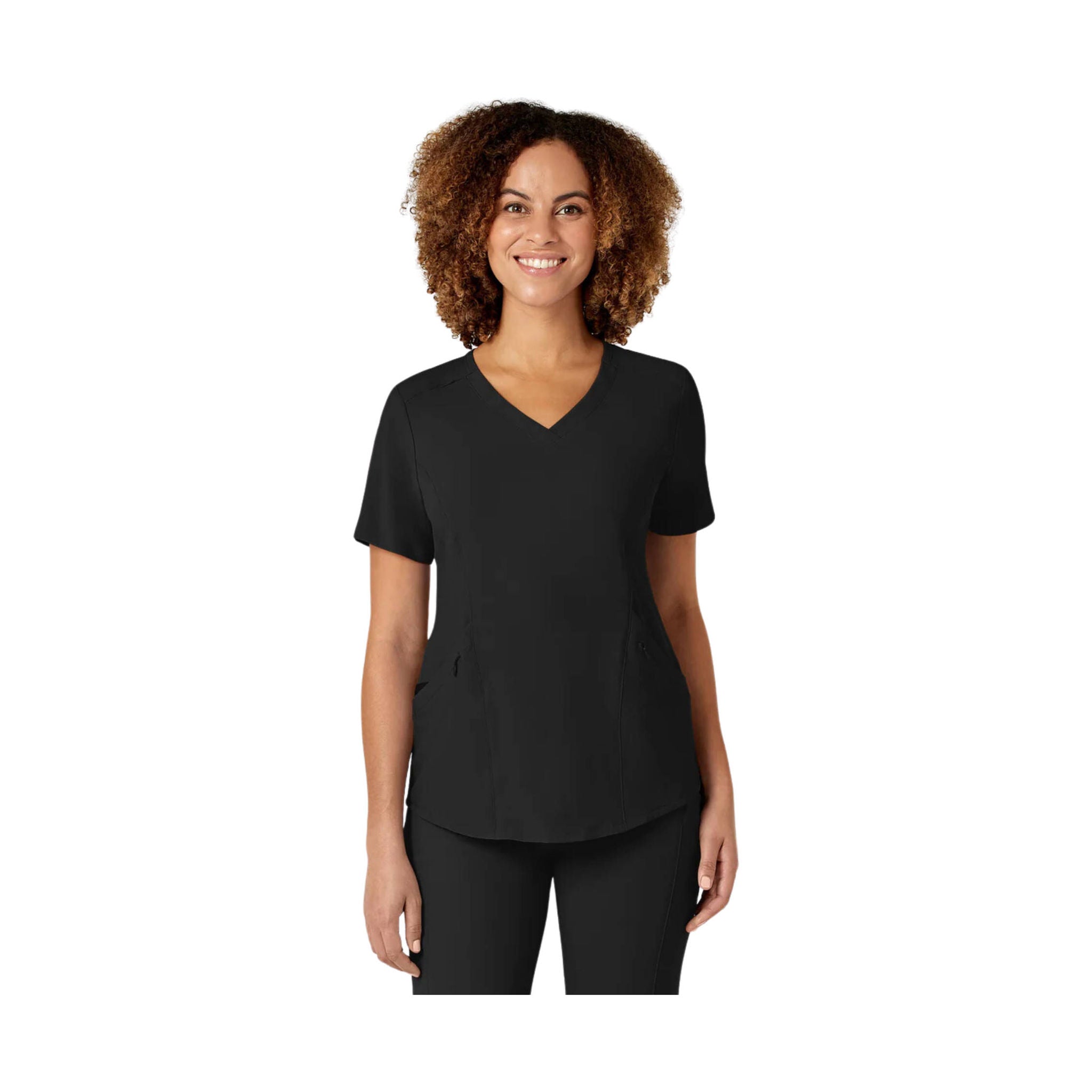 Wink Women's Renew V Neck Scrub Top - Black by Lenny's Shoe & Apparel