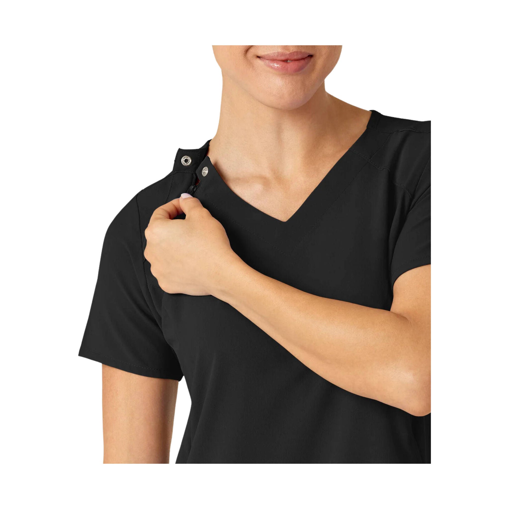 Wink Women's Renew Zip Accent Scrub Top - Black by Lenny's Shoe & Apparel