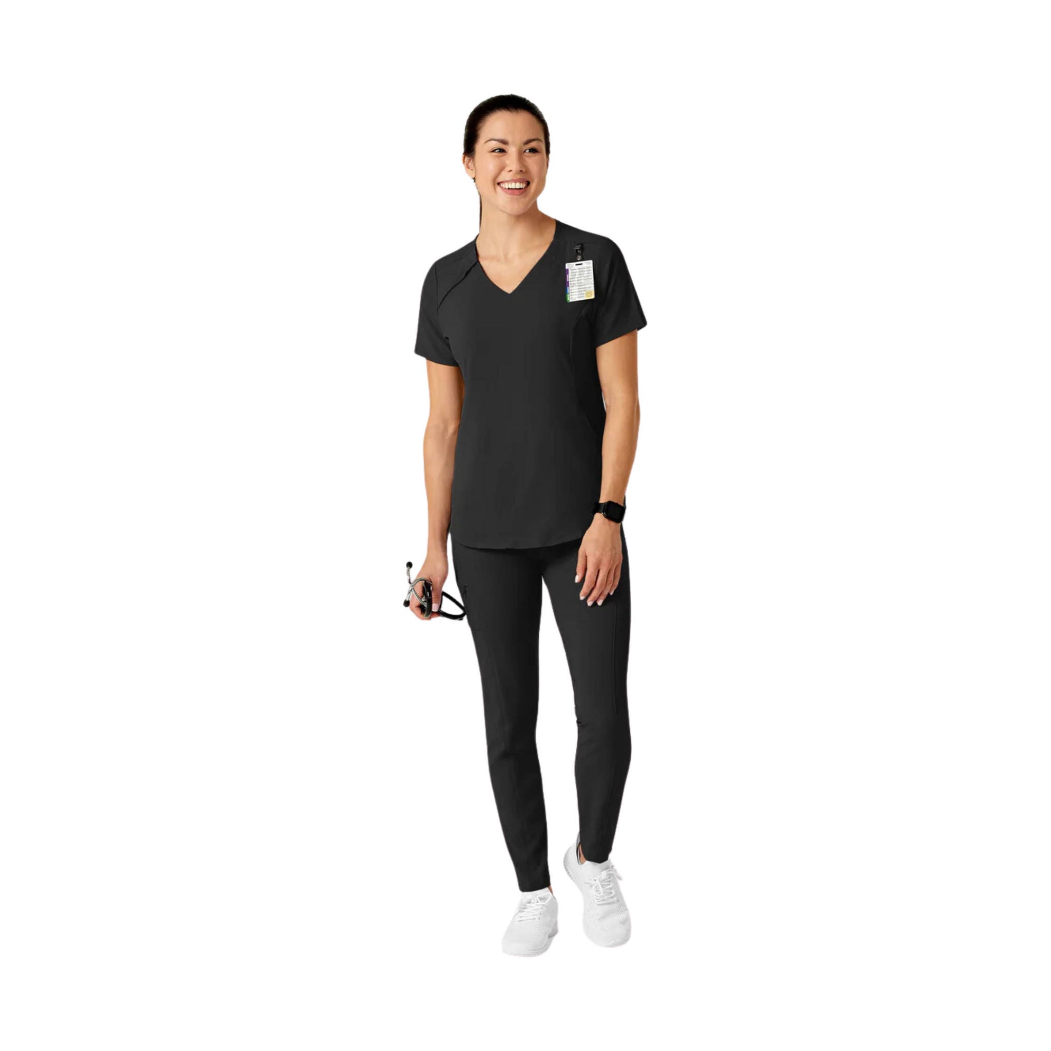 Wink Women's Renew Zip Accent Scrub Top - Black by Lenny's Shoe & Apparel