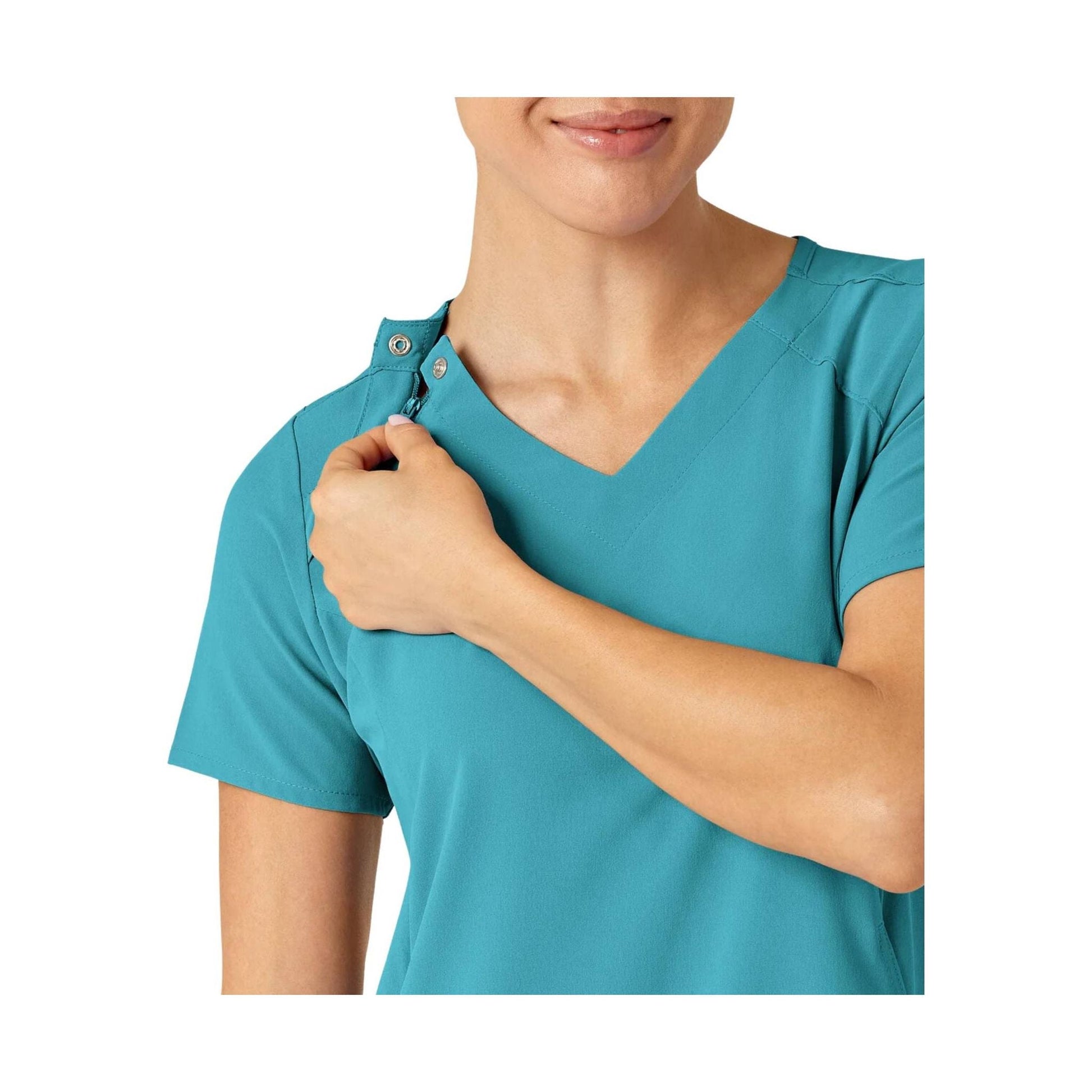 Wink Women's Renew Zip Accent Scrub Top - Teal Blue by Lenny's Shoe & Apparel