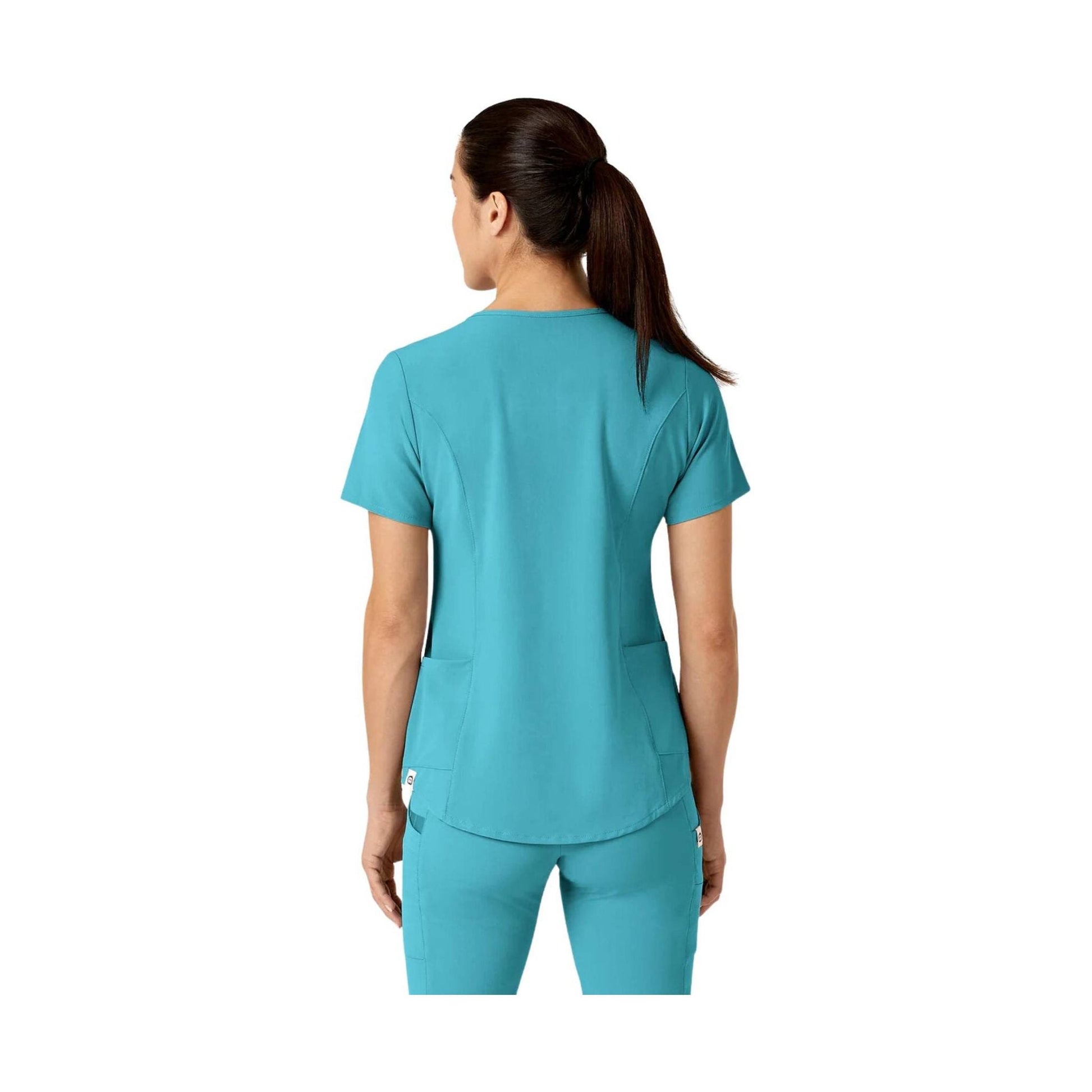 Wink Women's Renew Zip Accent Scrub Top - Teal Blue by Lenny's Shoe & Apparel