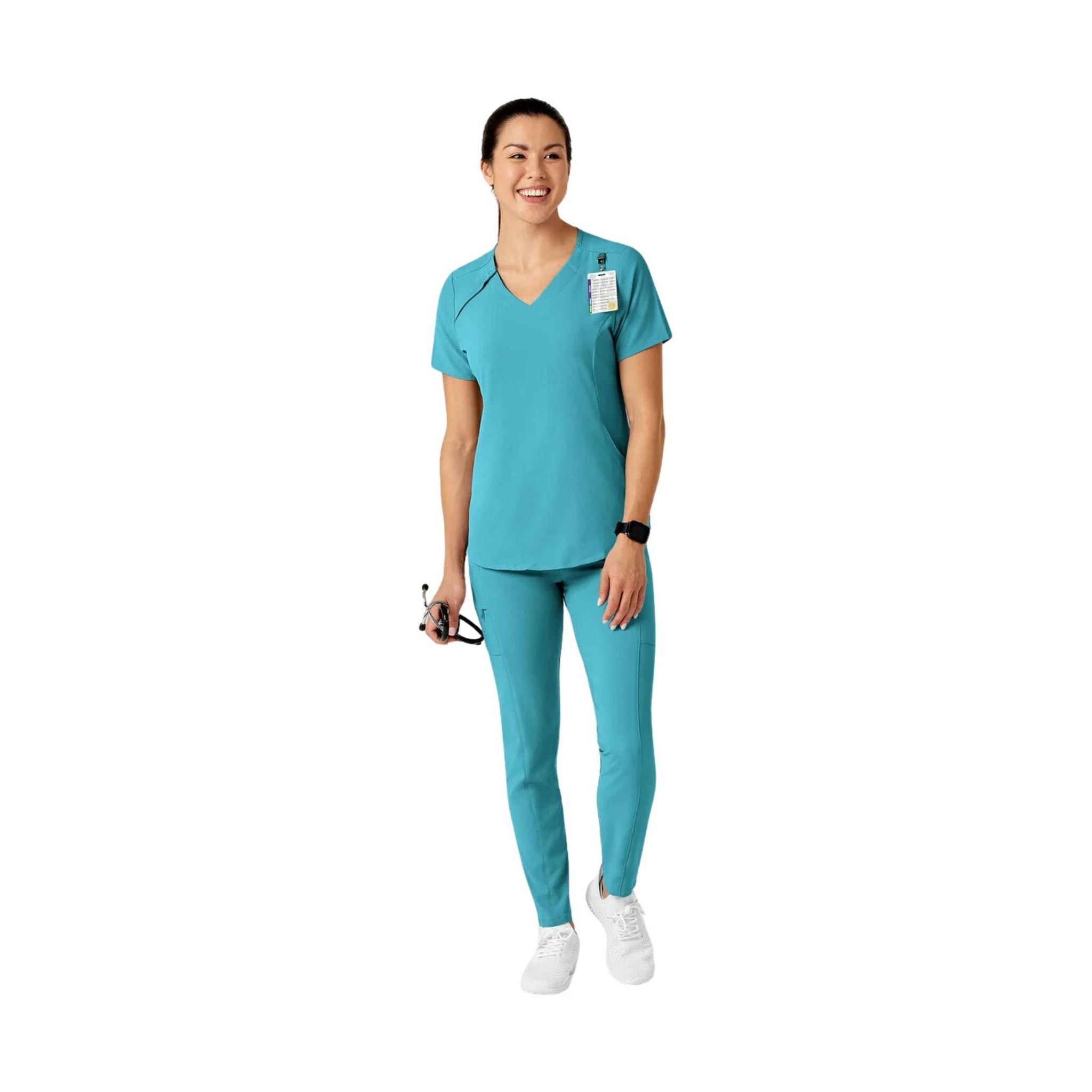 Wink Women's Renew Zip Accent Scrub Top - Teal Blue by Lenny's Shoe & Apparel
