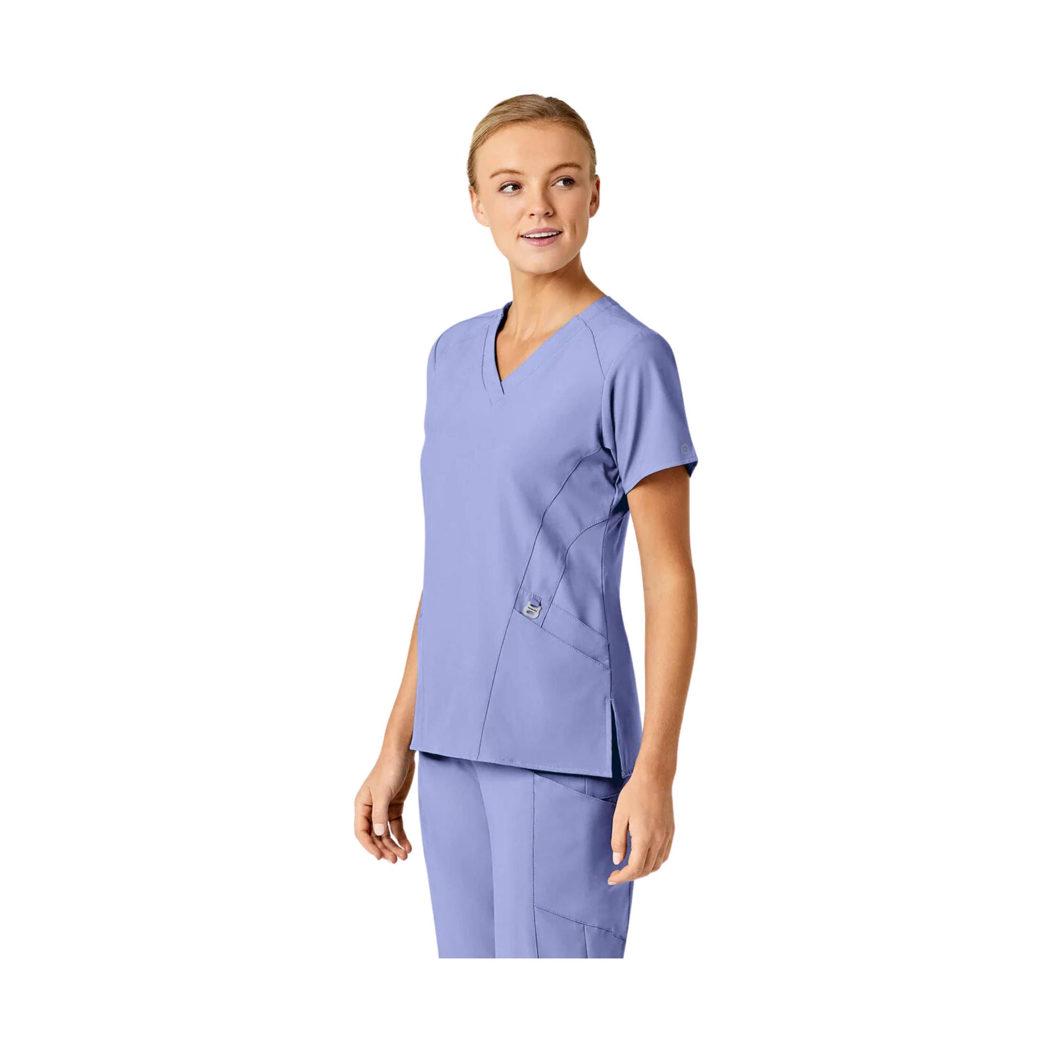 Wink Women's Stylized V-Neck Scrub Top - Ceil Blue by Lenny's Shoe & Apparel