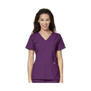 Wink Women's Stylized V Neck Scrub Top - Eggplant by Lenny's Shoe & Apparel