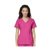 Wink Women's Stylized V Neck Scrub Top - Hot Pink by Lenny's Shoe & Apparel