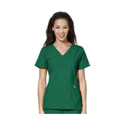 Wink Women's Stylized V Neck Scrub Top - Hunter Green by Lenny's Shoe & Apparel