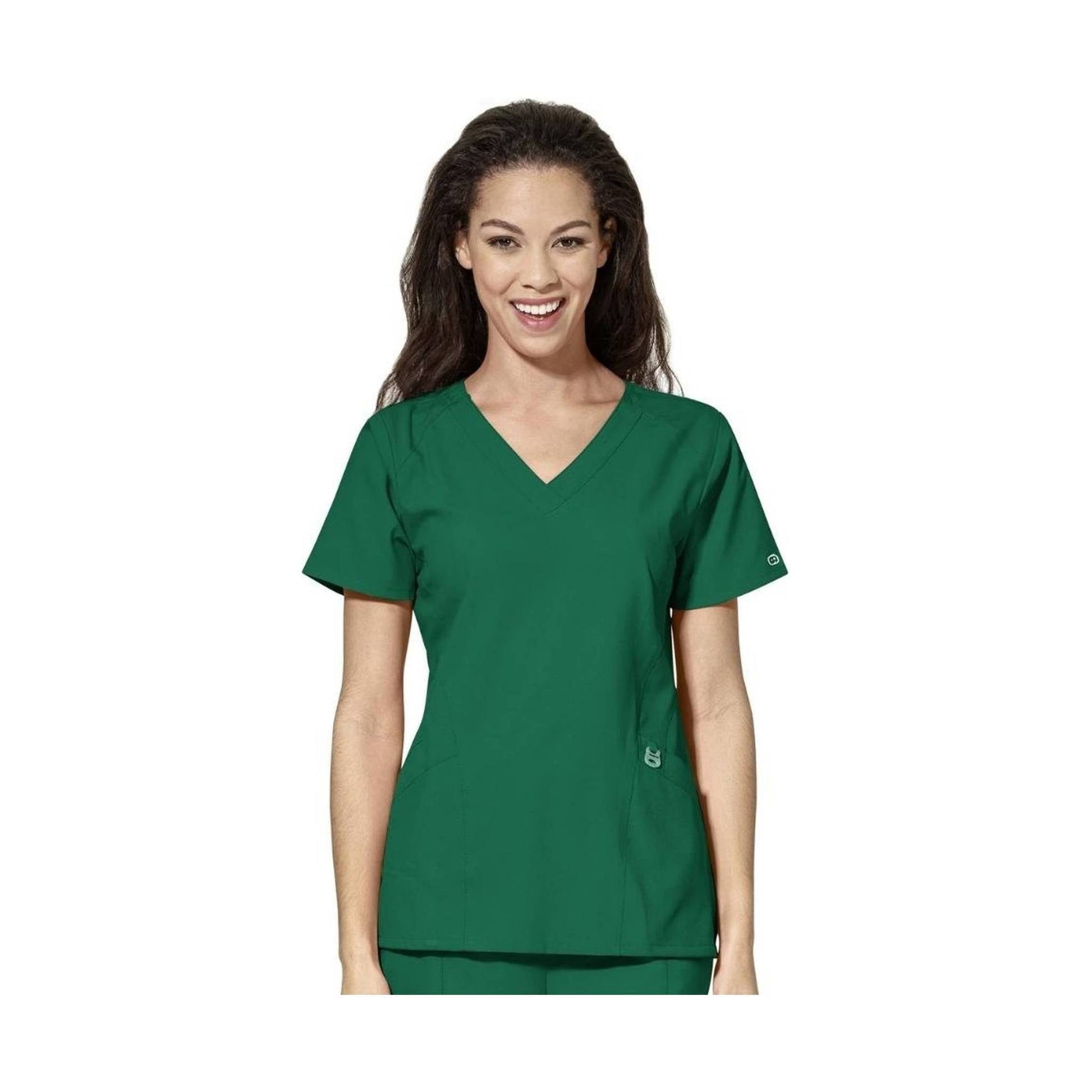 Wink Women's Stylized V Neck Scrub Top - Hunter Green by Lenny's Shoe & Apparel