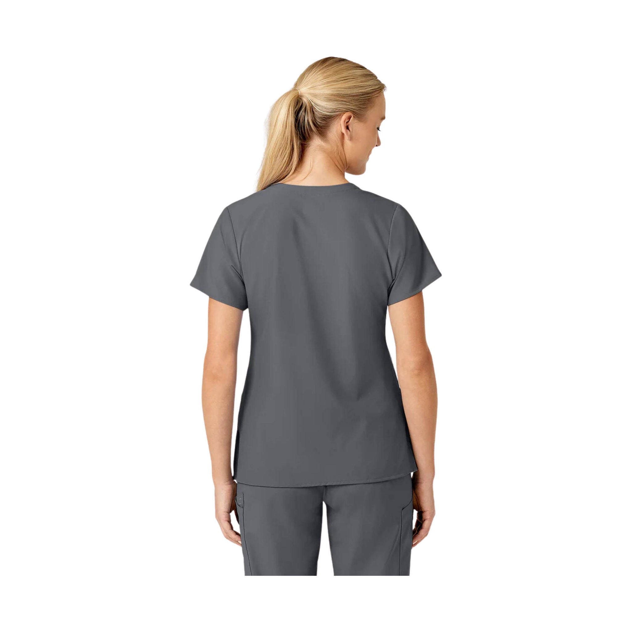 Wink Women's Stylized V Neck Scrub Top - Pewter by Lenny's Shoe & Apparel