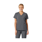 Wink Women's Stylized V Neck Scrub Top - Pewter by Lenny's Shoe & Apparel