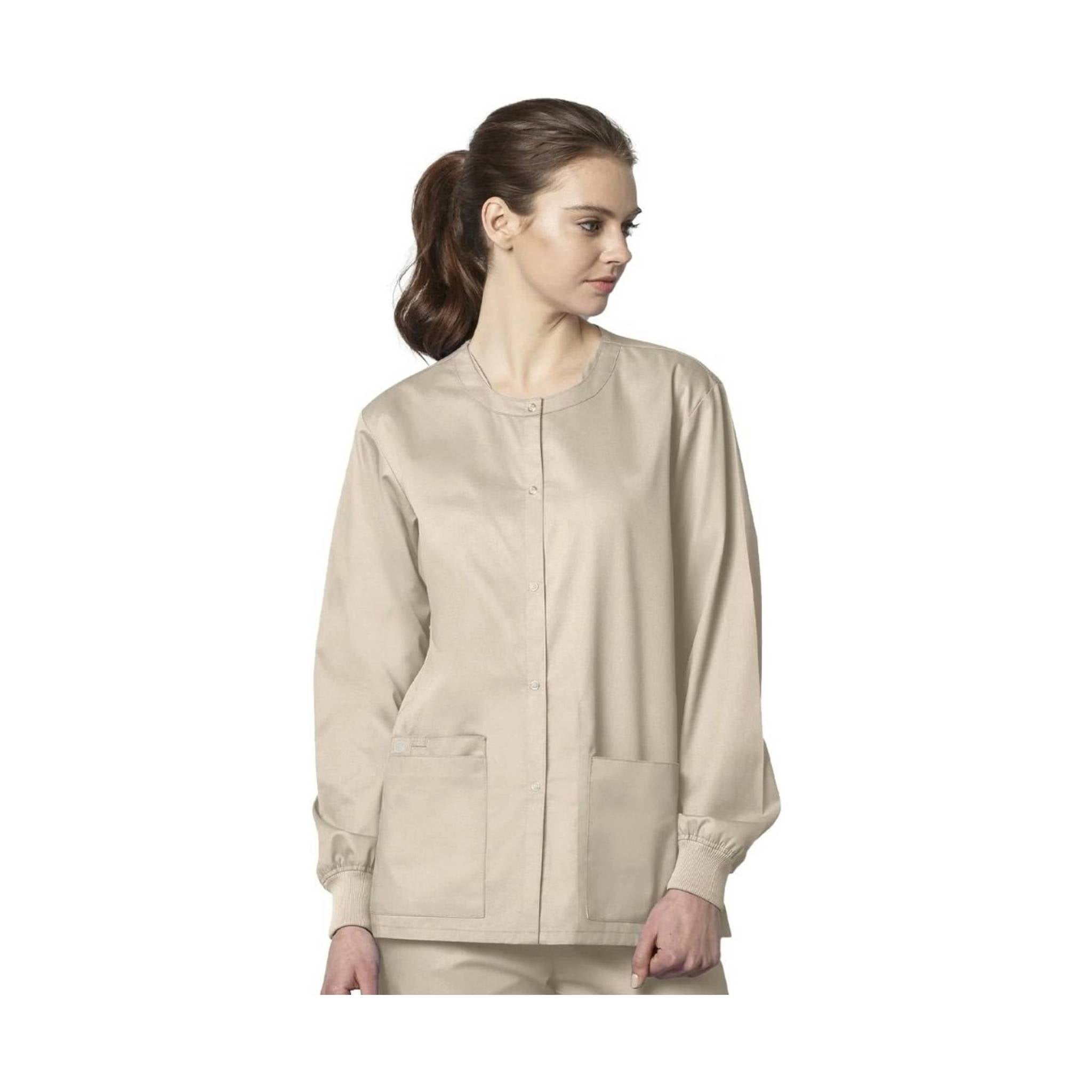 Wink Work Snap Front Scrub Jacket - Khaki by Lenny's Shoe & Apparel