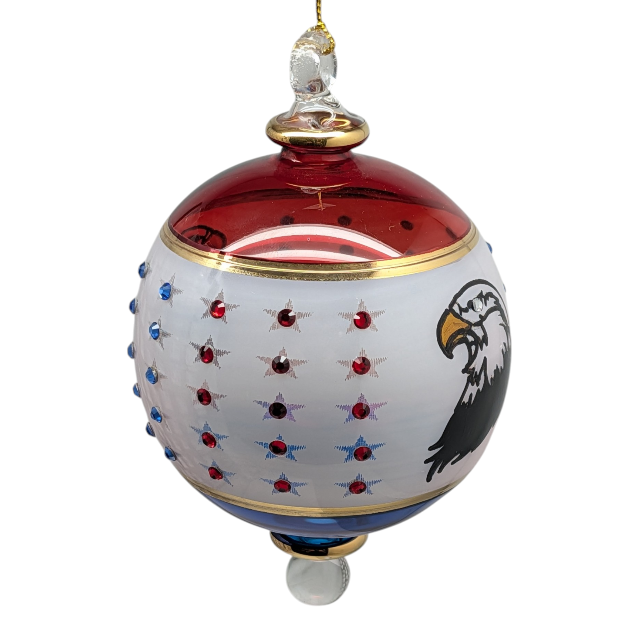 American Eagle with 50 Crystal Stars Ball Ornament