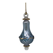 Slate Blue Perfume Bottle Ornament with Gold Accent