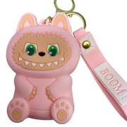 Silicone Labubu Coin Purse Key Chain Pendant (Sweet Strawberry Edition)