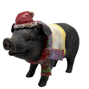 Pig Wearing Scarf Figurine