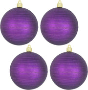 4" (100mm) Commercial Shatterproof Ball Ornament - Diva Purple - 4 Pack