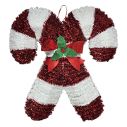 Crossed Candy Canes Tinsel Wall Decor - 19" Tall